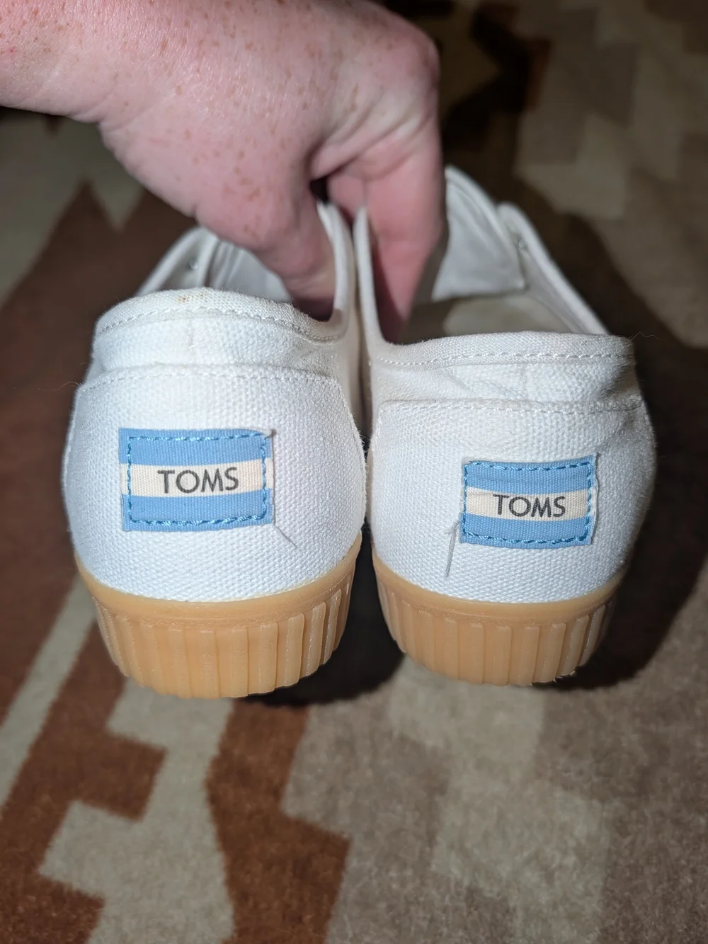 Toms Women's 7 Platform Casual White Slip-On Canvas Sneakers; No Laces Clean
